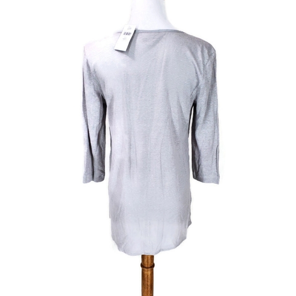 NWT J.Jill Love Linen 100% Linen Grey Pintuck Tunic 3/4 Sleeve Top SZ XS/P - Picture 5 of 13